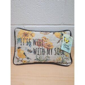 NWT Sandy Clough Tapestry Pillow Rectangle Well Within My Soul Birds Flowers